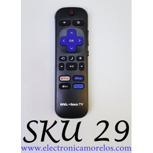 CONTROL REMOTO ONN PARA SMART TV ROKU ((NUEVO, ORIGINAL)) / 3026000173 / RC-ALIR / GS240401097929R0 / NETFLIX / DISNEY / APPLE TV / PRIME VIDEO